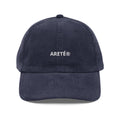 Areté Corduroy Cap en color Navy — gorra de pana premium Drop 01