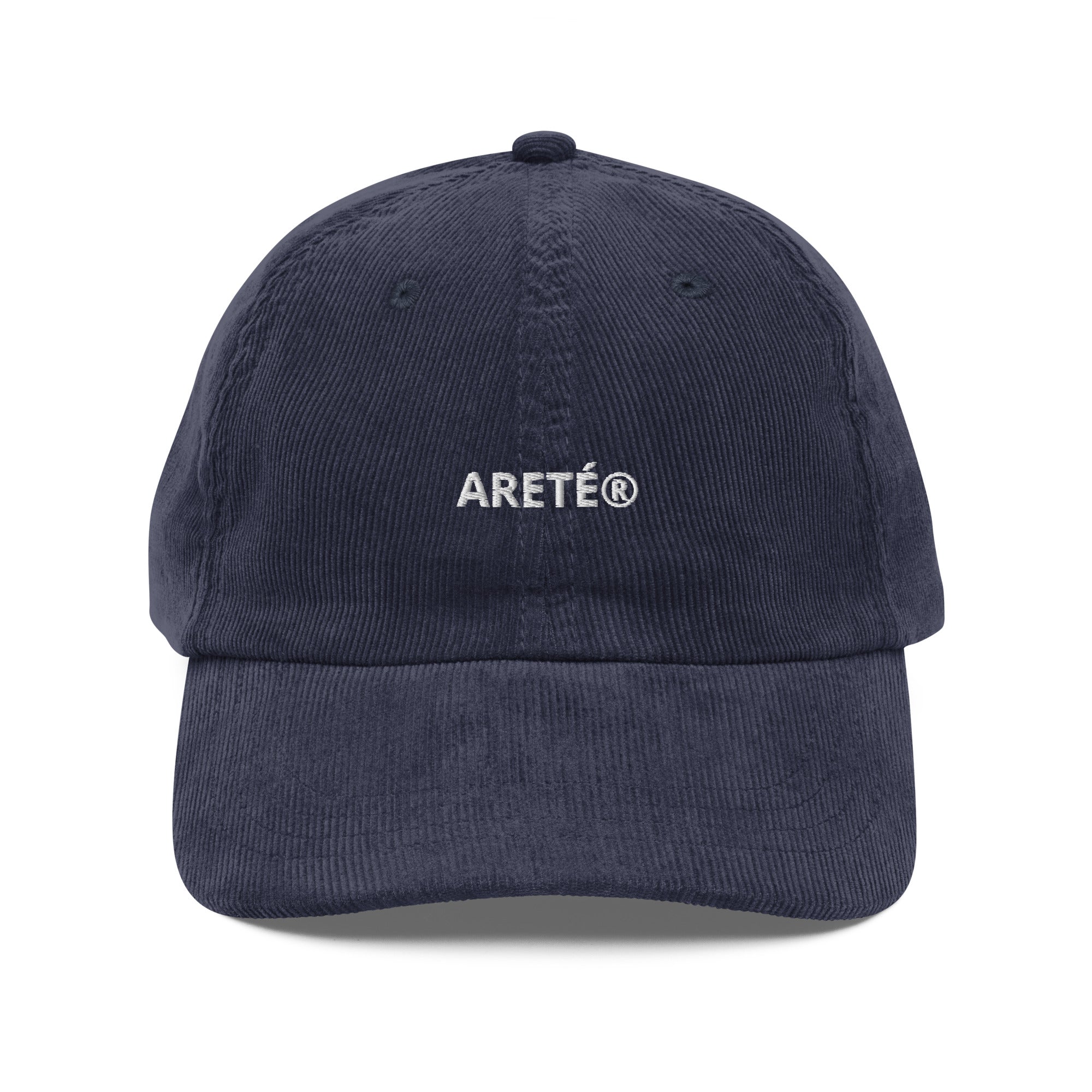 Areté Corduroy Cap en color Navy — gorra de pana premium Drop 01